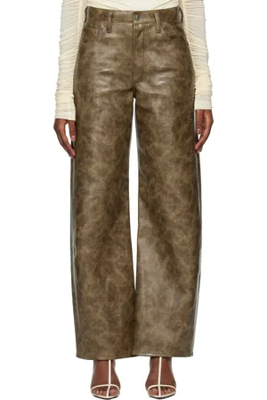 AGOLDE Brown Low Curve Recycled Leather Pants