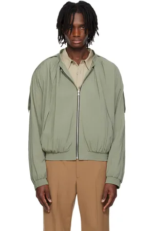 Recto Khaki 80s Tucked Detail Disco Bomber Jacket