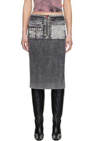 Diesel Gray M-Meryn Midi Skirt