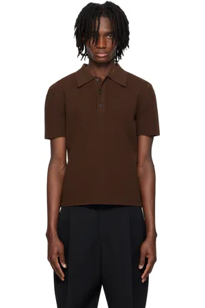 Recto Brown Compact Knit Classic Polo
