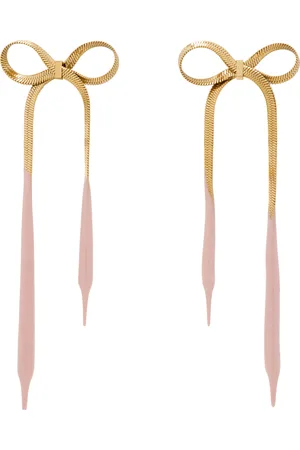 OTTOLINGER Gold & Pink Laced Bow Earrings