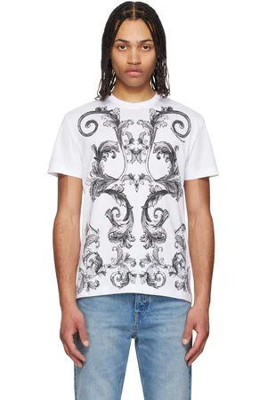 VERSACE White Outline Barocco T-shirt