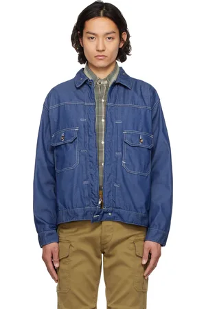 ENGINEERED GARMENTS Blue Zip Denim Trucker Jacket