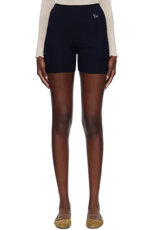 Maison Kitsuné Navy Baby Fox Patch Fine Ribbed Shorts