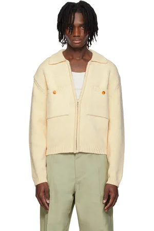Recto Off-White Pockets Detail Knit Zip-Up Cardigan