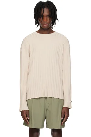 Recto Beige Bold Rib Long Sleeves Knit Sweater