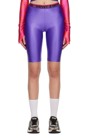 VERSACE Purple Shiny Bike Shorts