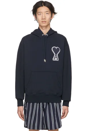 Ami SSENSE Exclusive Navy Ami De Cœur Hoodie