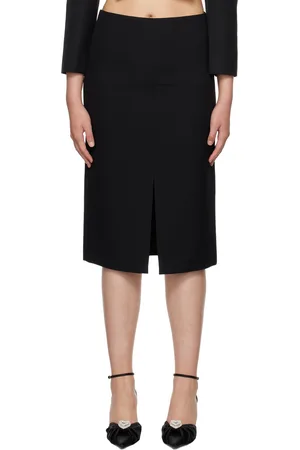Shushu/Tong Black Low-Rise Midi Skirt
