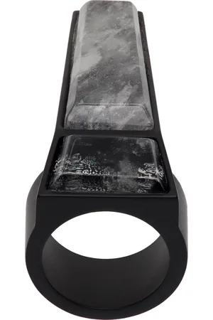 Rick Owens Black Crystal Trunk Ring