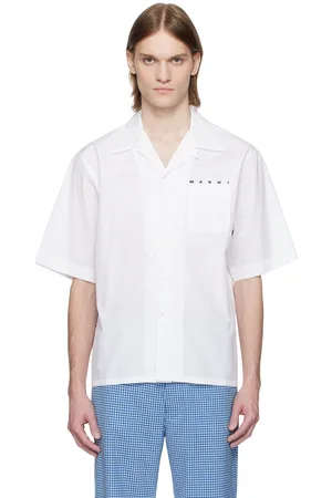 Marni White Poplin Bowling Hidden Logo Shirt