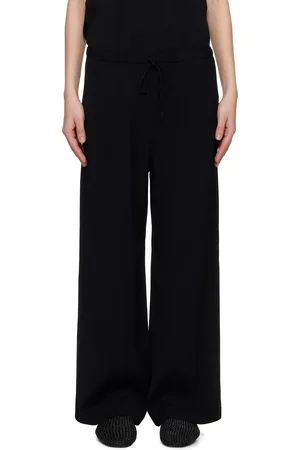 Totême Black Woven Stripe Drawstring Trousers