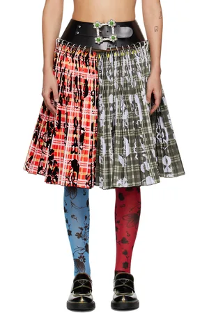 Chopova Lowena Gray & Red Penstemon Carabiner Midi Skirt