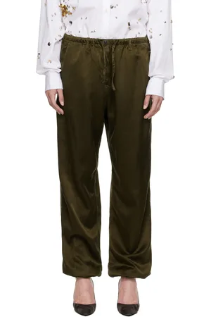 DRIES VAN NOTEN Khaki Drawstring Trousers