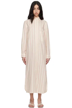Totême Off-White Striped Tunic Midi Dress