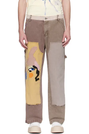 KIDSUPER STUDIOS Brown Patchwork Face Double Knee Trousers