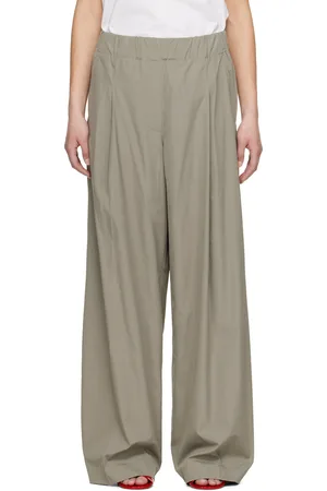 DRIES VAN NOTEN Gray Wide Pleated Trousers