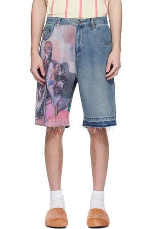 KIDSUPER STUDIOS Blue Painted Panel Denim Shorts