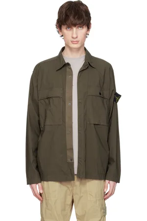 Stone Island Khaki Stretch Cotton Tela Paracadute Shirt