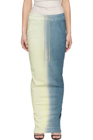 Rick Owens Blue & Off-White Pull On Pillar Maxi Skirt