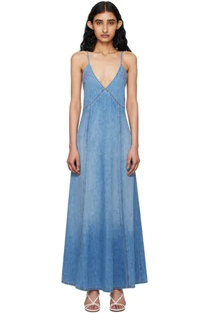 Chloé Blue Flare Denim Maxi Dress