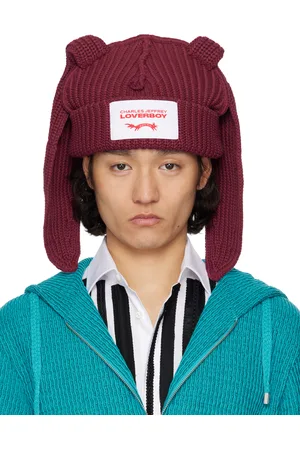 Charles Jeffrey Loverboy Burgundy Chunky Rabbit Beanie