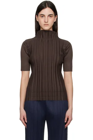 PLEATS PLEASE ISSEY MIYAKE Brown Soft Pleats Turtleneck