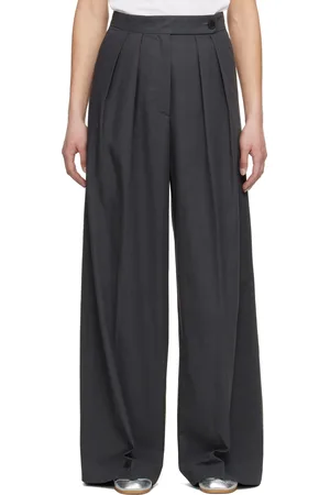 DRIES VAN NOTEN Gray Pleated Trousers
