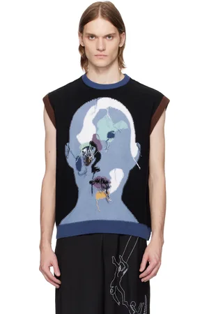 KIDSUPER STUDIOS Black Reverse Knit Patchwork Face Sweater