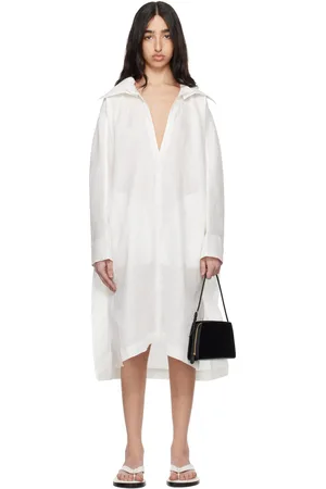 Issey Miyake White Hempen Midi Dress