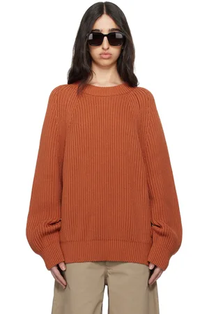 Meta Campania Collective Orange Michel Exaggerated Rib Cotton Crew Neck Sweater