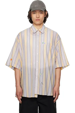 MARTINE ROSE Yellow & Blue Cotton Stripe Shirt