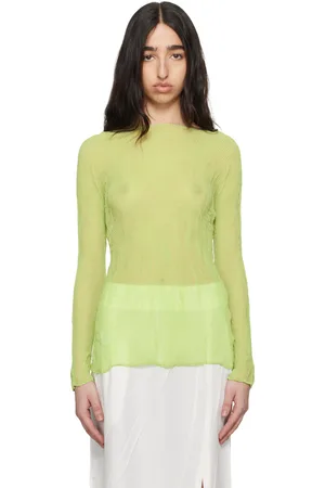 Issey Miyake Green Chiffon Twist 2 Top