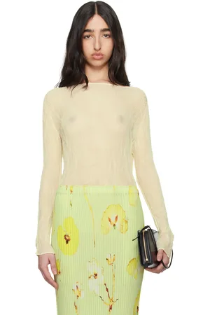 Issey Miyake Yellow Chiffon Twist 2 Top
