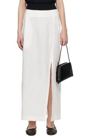 Issey Miyake White Pressed Form Midi Skirt