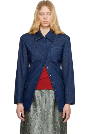 DRIES VAN NOTEN Navy Press-Stud Denim Jacket