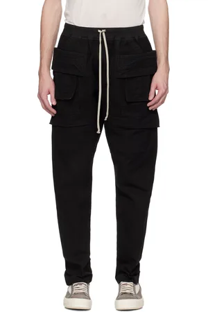 Rick Owens Black Hollywood Creatch Drawstring Cargo Pants