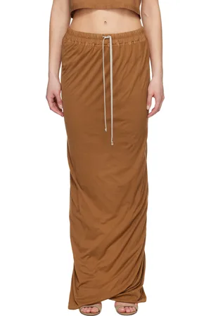 Rick Owens Orange Hollywood Pull On Pillar Maxi Skirt