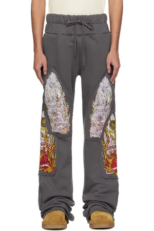Who Decides War Gray Triple Flame Glass Sweatpants