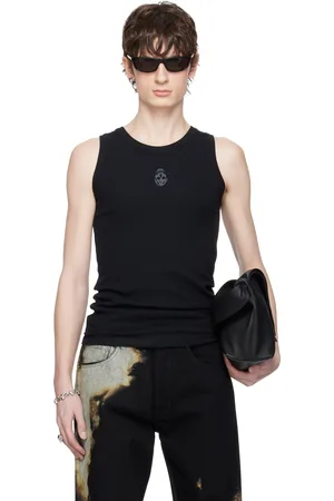 Alexander McQueen Black Embroidered Skull Tank Top