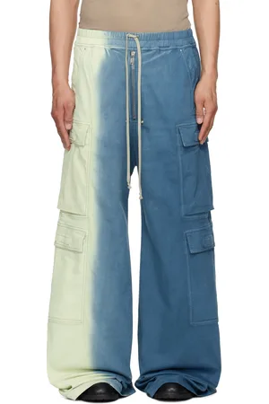 Rick Owens Off-White & Blue Hollywood Double Cargo Jumbo Belas Denim Pants