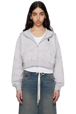 BAPE Solid Camo Jacquard One Point Cropped Zip Hoodie
