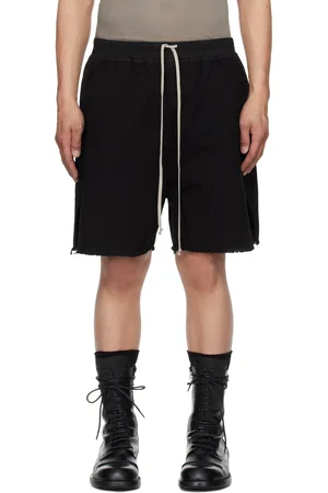 Rick Owens Black Hollywood Long Boxers Butt Zipp Shorts