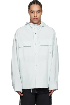 WOOYOUNGMI Green & White Stripe Hooded Shirt