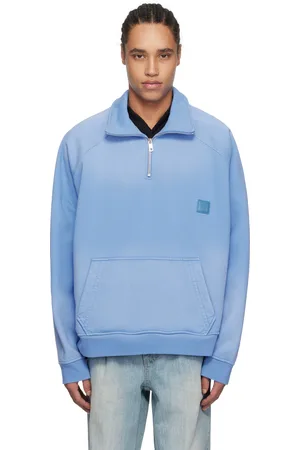 WOOYOUNGMI Blue Half Zip-Up Dying Sweatshirt