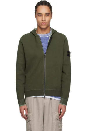 Stone Island Khaki & Green Double Face Cotton & Nylon Reversible Hoodie