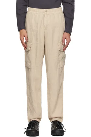 Stone Island Beige Diagonal Linen Cargo Pants
