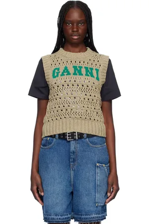 Ganni Taupe Cotton Mix Vest