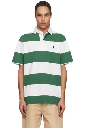 Ralph Lauren White & Green Jersey Rugby Short Sleeve Polo