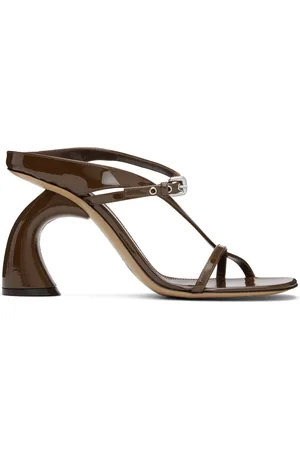 DRIES VAN NOTEN Brown Strappy Sculptural Heeled Sandals